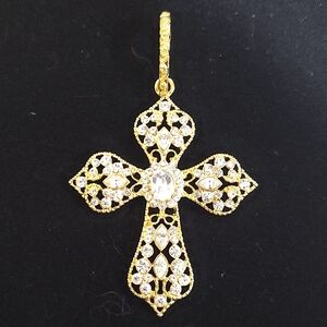 Elegant Gold Rhinestone Cross Pendant Jewelry